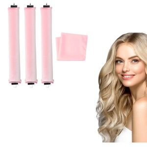 Heatless Hair Curler Rods Set 3Pcs Velvet Foam Hair Rollers and Satin Hair Scarf
